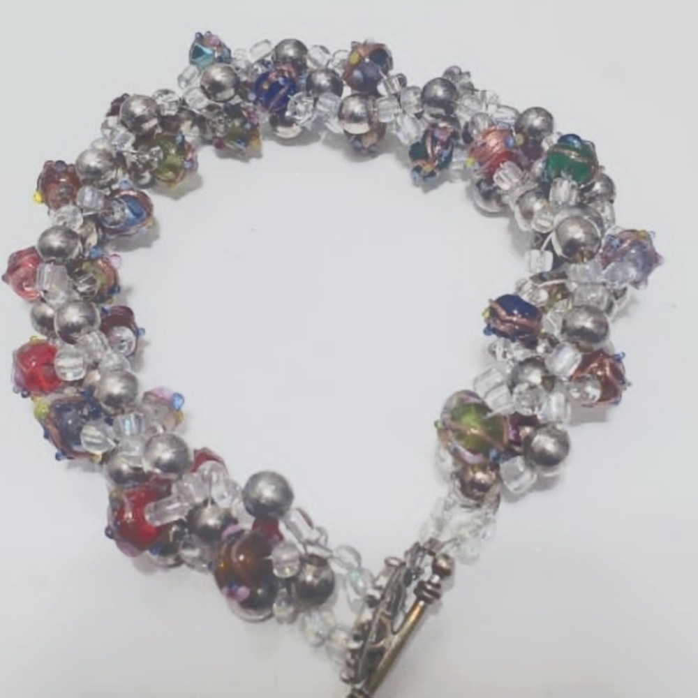 Clustered Crystal Bead Bracelet. Jingle multifused Beads 🌴
